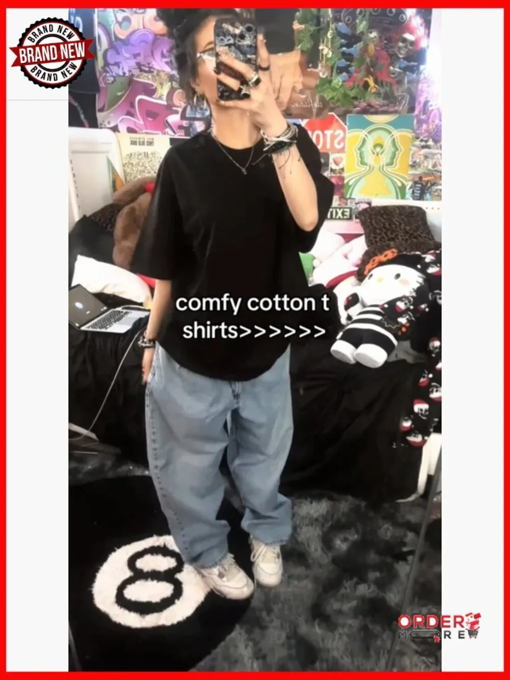 Oversized Unisex Cotton Crew Neck T-Shirt Loose Athletic Tee